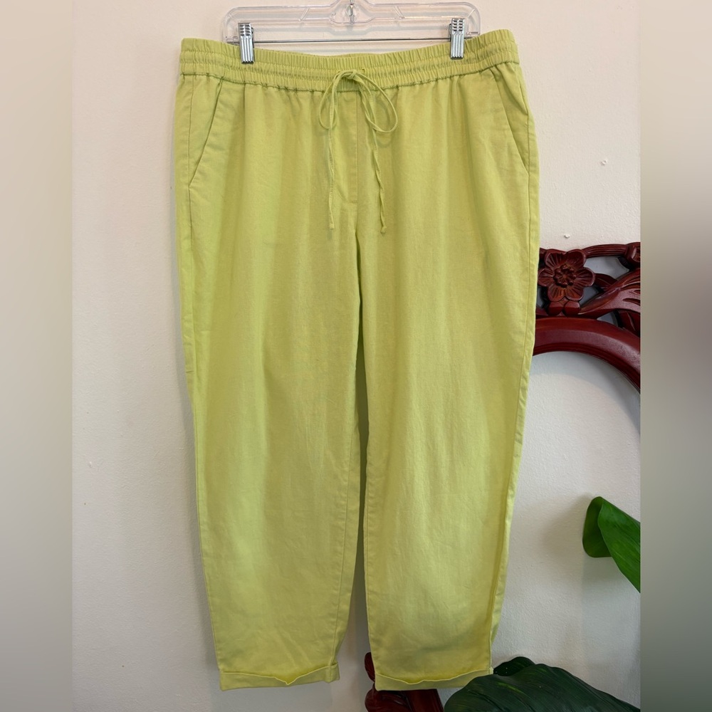 Women’s J. Crew Lime Drawstring Casual Lightweight Linen and Cotton Pants